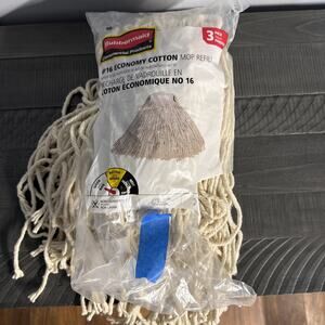 NEW 3 Pack Rubbermaid #16 Economy Cotton Mop Refill Commercial Product Cut Ends